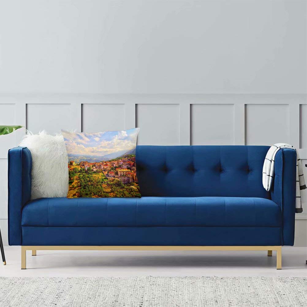 Italian Abruzzo Decorative Pillow Cover 18x18 Inch - Elegant Cushion Case for Sofa, Chair, Bed, Car - Perfect for Living Room, Bedroom & Office Decor - KXR-3019