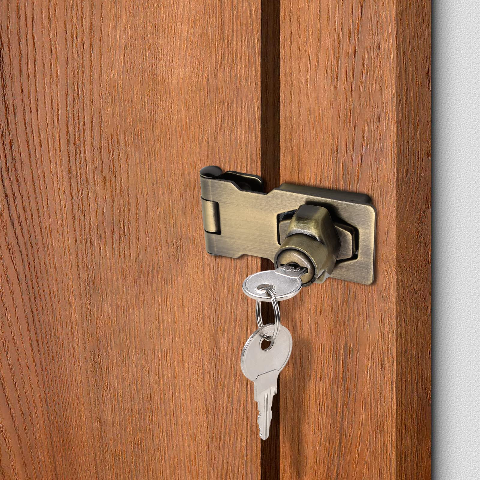 Premium Bronze Key Lock Cabinet Door Hasp Set - Heavy Duty Security Latch for Home, Office & Storage (2-Pack) - Ideal for Cabinets, Toolboxes, Sheds & Furniture Protection