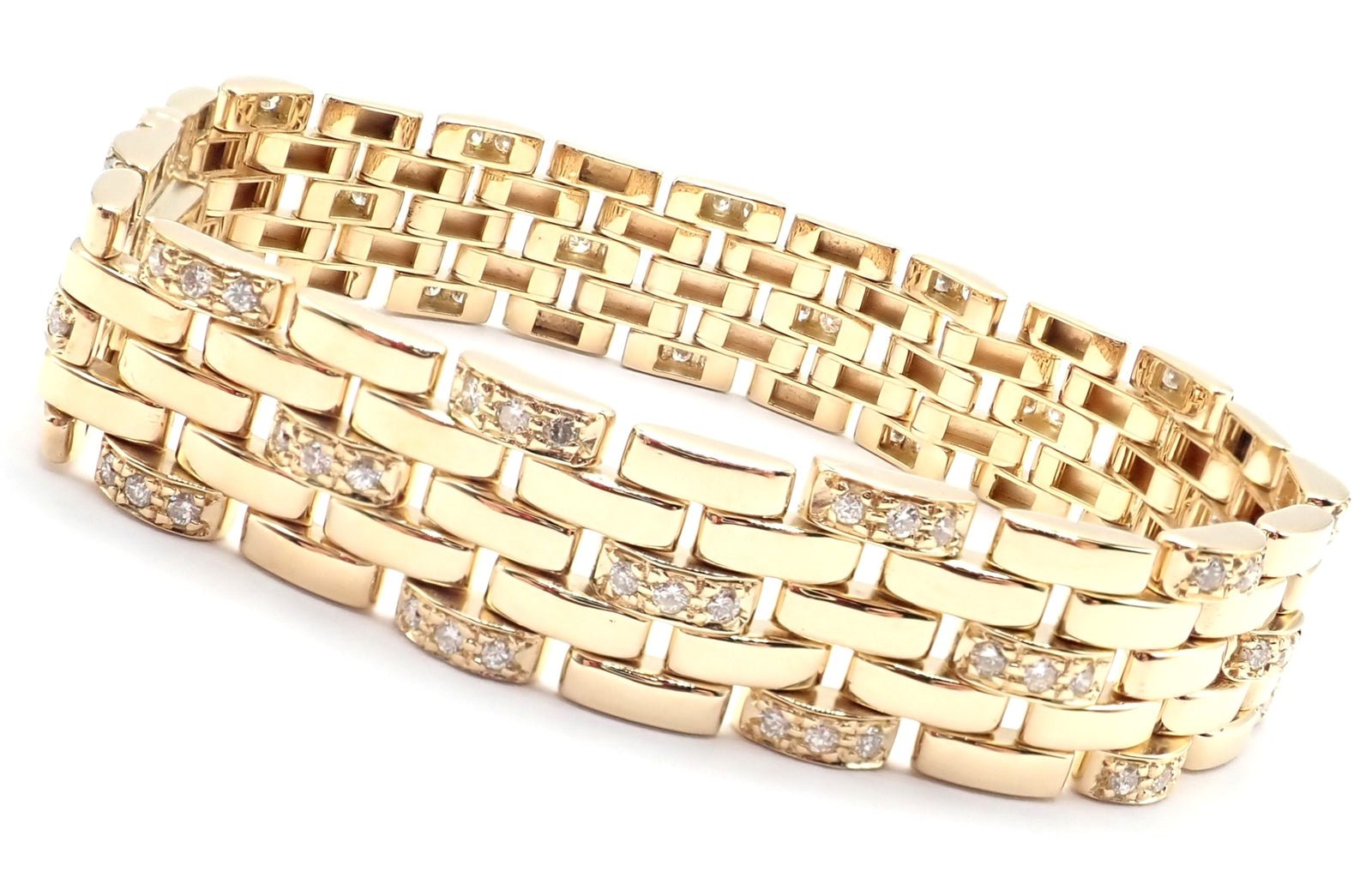 Authentic Cartier Maillon Panthere 18K Gold Diamond Five Row Link Bracelet for Women - Luxury Jewelry Gift for Anniversary, Birthday & Special Occasions