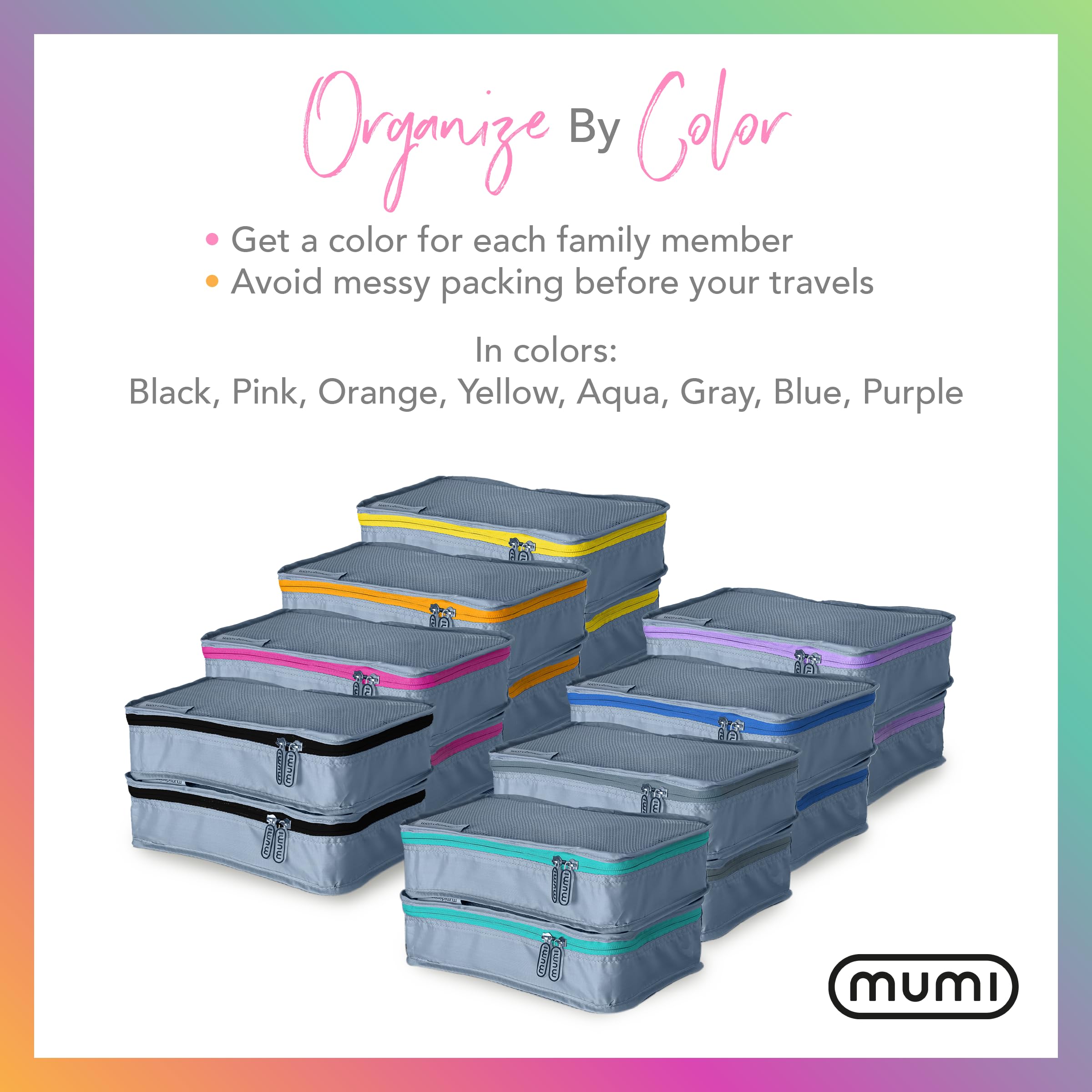 Premium Mumi Packing Cubes for Travel - 4-Piece Set with Mesh Panels, Lightweight & Durable Luggage Organizers - Perfect for Suitcase, Backpack, and Carry-On Organization