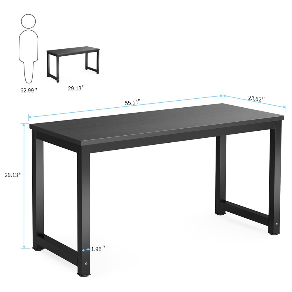 Tribesigns 55 Inch Large Computer Desk - Sturdy Office Desk with Black Frame for Home Office, Study, and Writing | Perfect for Work, Gaming, and Remote Learning