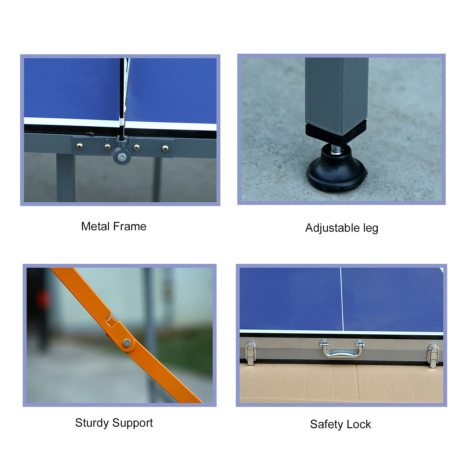 Foldable Mid-Size Table Tennis Table Set with Net, 2 Paddles & 3 Balls - Indoor/Outdoor Portable Ping Pong Table for Home, Office, Backyard & Party Games