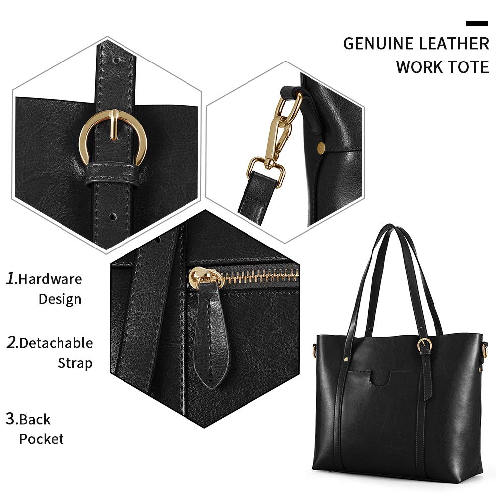 Genuine Leather Women's Tote Bag - Soft Vintage Shoulder Purse with Top Handle, Large Capacity Fashion Handbag for Work, Travel & Everyday Use