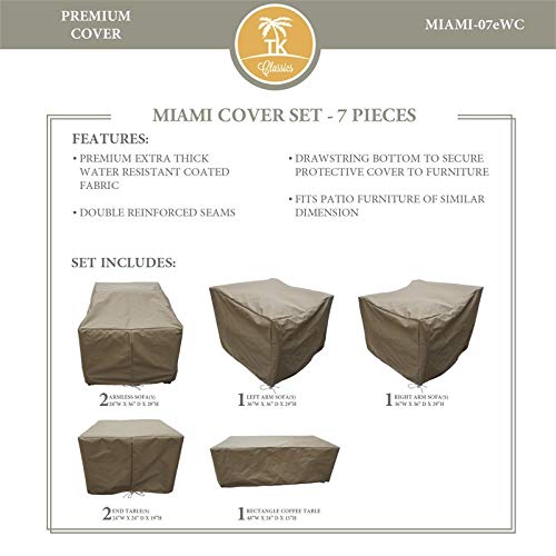 TK Classics MIAMI-07eWC Waterproof Patio Furniture Covers, Beige - Outdoor Sofa & Chair Protector for All Weather Use