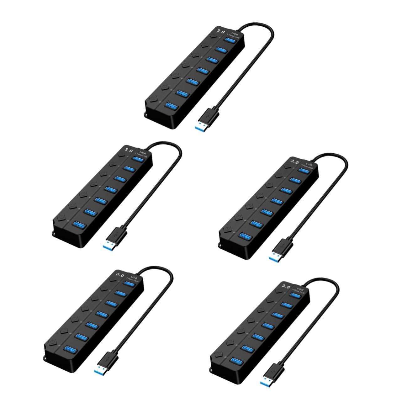Jojofuny 7-Port USB Hub Expander - High-Speed USB 3.0 Splitter for Laptop, PC, Mac - Extra USB Ports Adapter for Charging, Data Transfer, Keyboard, Mouse & External Devices - Compact ABS Design for Home & Office Use
