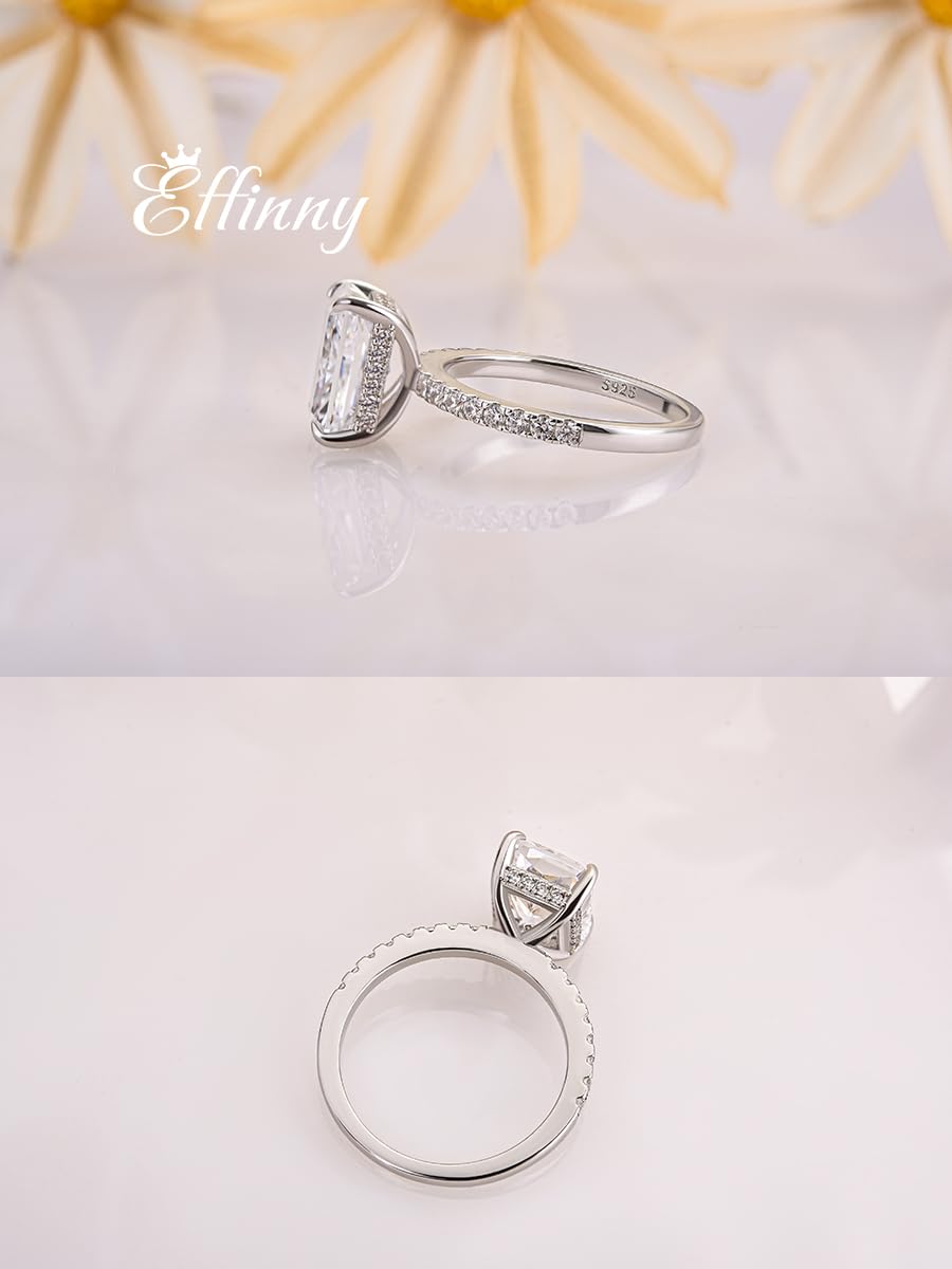 3.5/7.0 Carat Radiant Cut Simulated Diamond Engagement Ring for Women - 925 Sterling Silver Wedding Promise Ring (Perfect for Proposals, Anniversaries & Special Occasions)