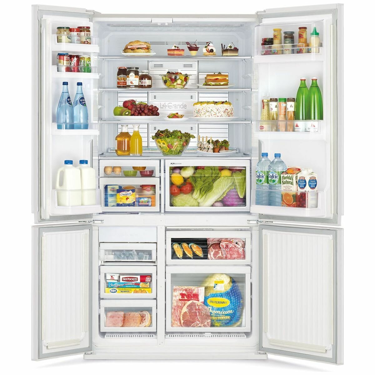 Mitsubishi Electric MR-LA635ER 635L French Door Refrigerator in White - Perfect for Modern Kitchens & Large Family Storage