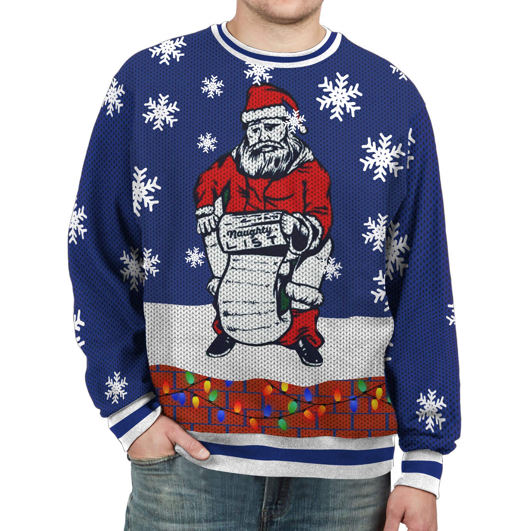 Funny Santa Reading Naughty List On Toilet Ugly Christmas Sweater - Perfect for Holiday Parties & Ugly Sweater Contests