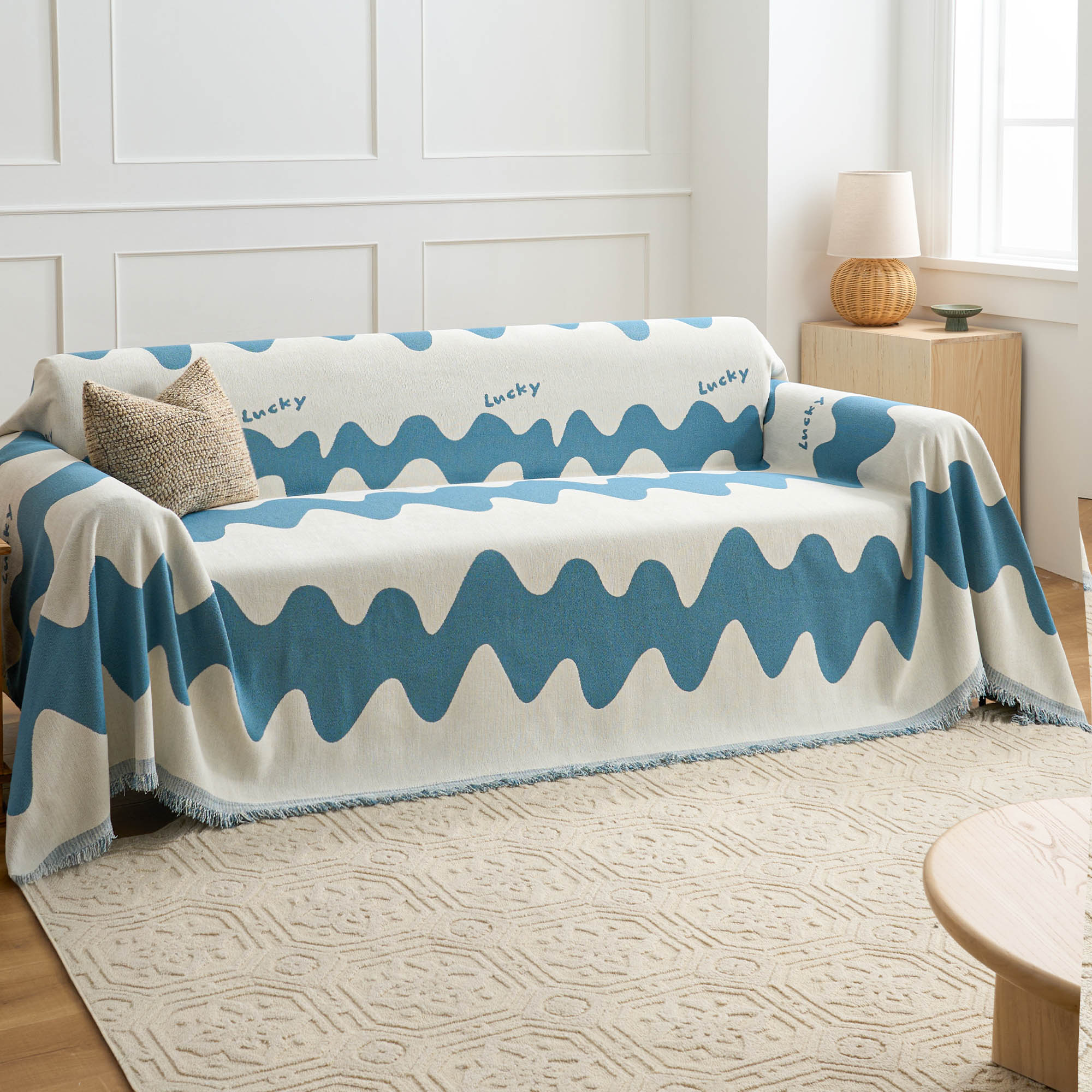Ripple Effect Sofa Cover - Stretchable Couch Slipcover for Living Room Furniture Protection - Perfect for Pets, Kids, and Home Decor