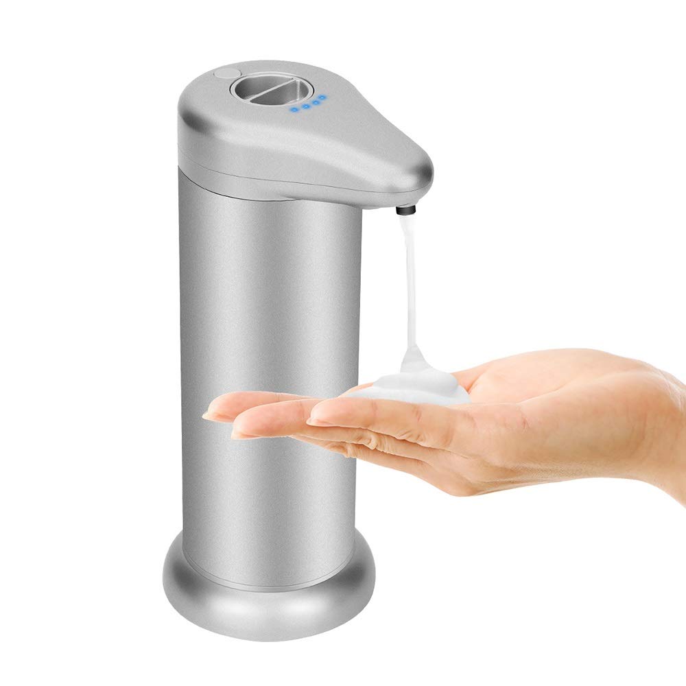 Automatic Infrared Sensor Foam Soap Dispenser - Stainless Steel Touchless Hand Soap Dispenser (8.5/10.5/21cm) for Kitchen, Bathroom & Office Hygiene