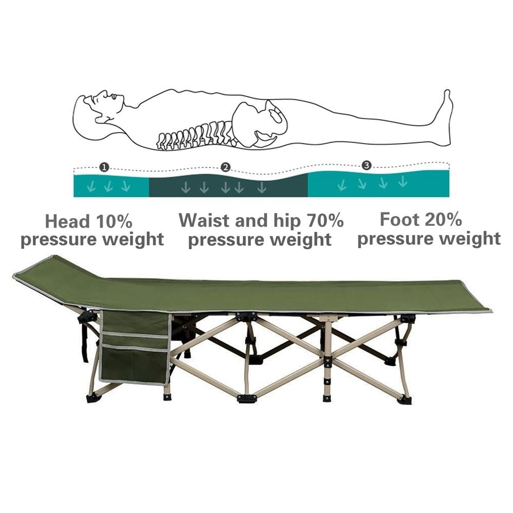 Topeakmart Portable Folding Camping Cot Bed - Lightweight Single Camping Cot for Adults with 2 Side Storage Bags & Carry Bag - Perfect for Outdoor, Indoor, Hiking, Travel, Beach, Office & Home Use