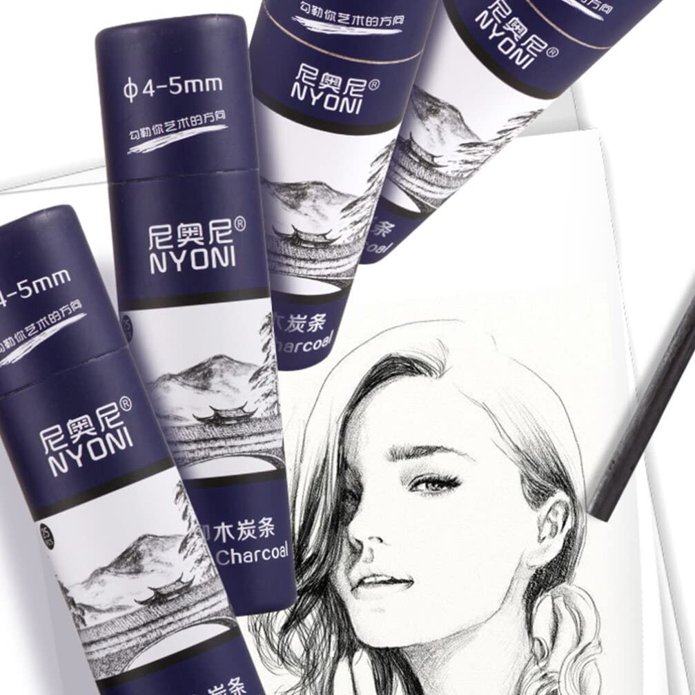 STOBOK 25-Piece Professional Sketching Set - Jumbo Carbon Pencils, Blending Pencils & Charcoal Sticks for Artists | Perfect for Shading, Drawing & Sketching | Ideal for Beginners & Professionals | Art Supplies for Portraits, Still Life & Landscape Drawing