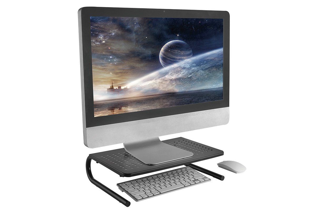 Adjustable Black Pop Monitor & Laptop Stand - Ergonomic Riser for Home & Office Workspace - Perfect for Computer, Notebook, MacBook & Tablet Use