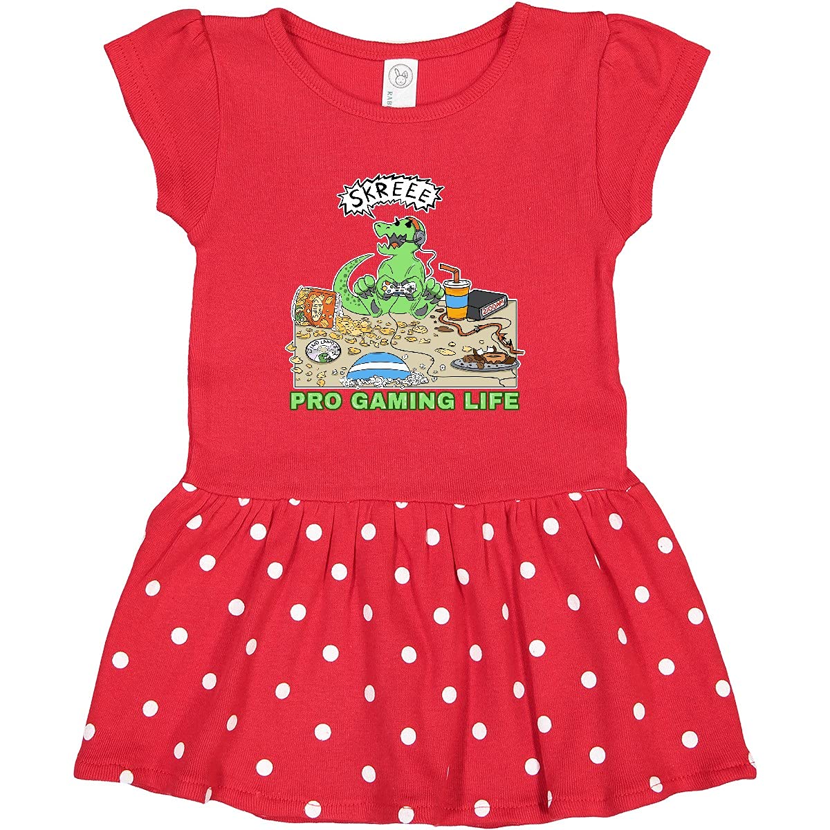 Inktastic Pro Gaming Life Dinosaur Print Toddler Dress - Cute Dino Outfit for Girls & Boys, Perfect for Casual Wear, Birthday Parties & Family Photos