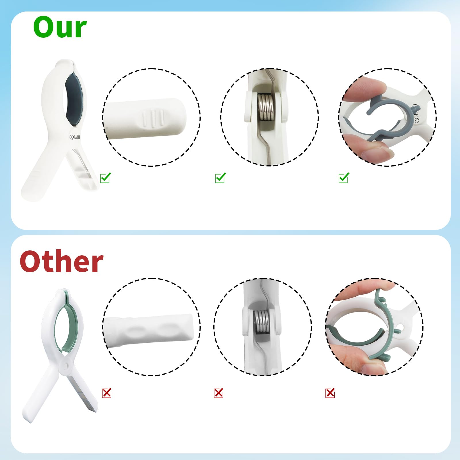 Premium Beach Towel Clips Set of 8 - Heavy Duty Non-Slip Chair Clips for Pool, Cruise & Outdoor Use | Strong Grip Clothes Pins for Beach Chairs, Blankets & Laundry | Includes Drawstring Bag (Blue+Khaki) - Perfect for Vacation, Swimming & Backyard Relaxation
