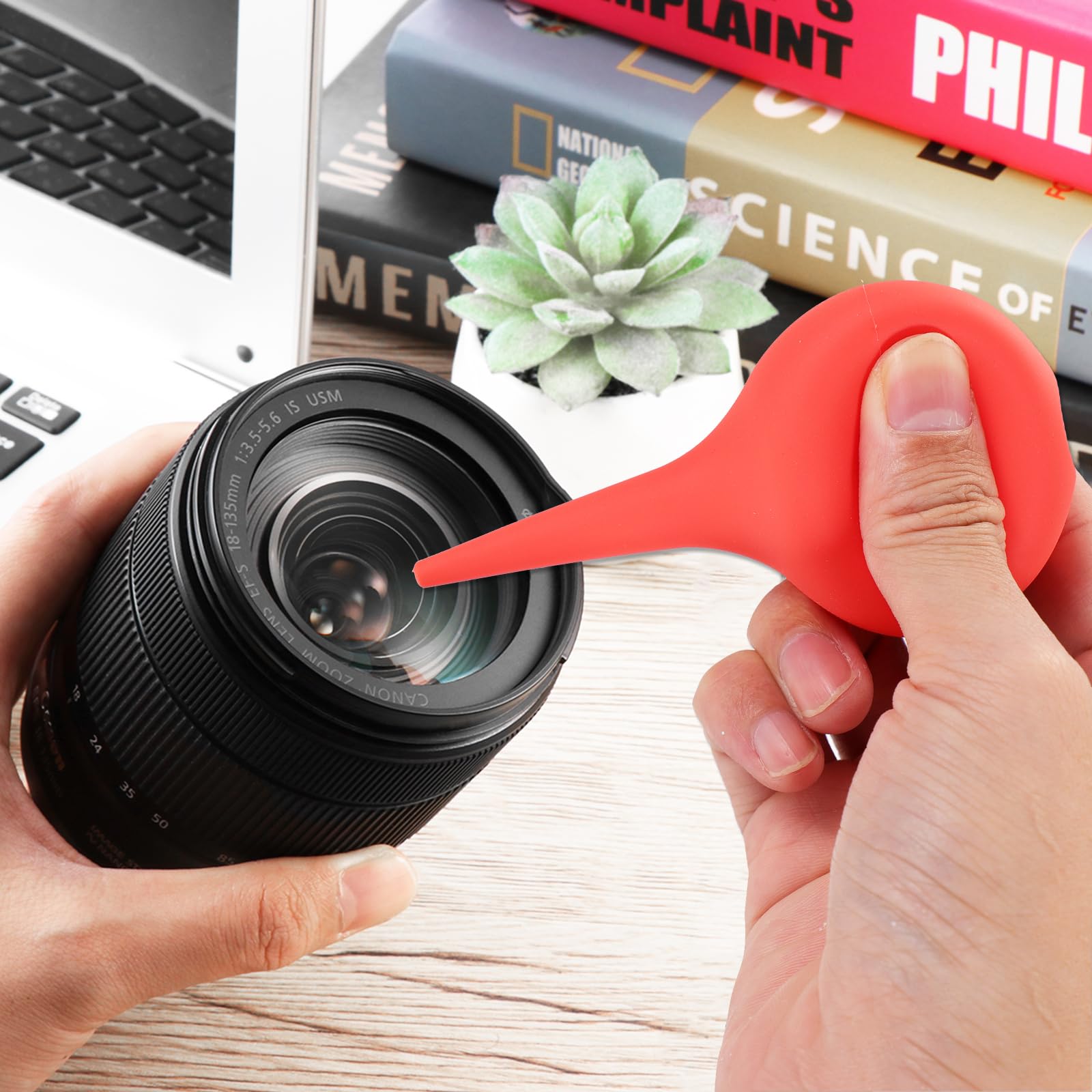 EXCEART Ear Wax Removal Cleaner - 60ml Rubber Air Blower Pump for Ear Cleaning, Camera Lens, Watch, Keyboard & Hearing Aid Maintenance (Red) - Perfect for Home, Office & Photography Use
