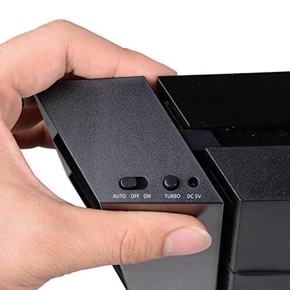 axGear PS4 Cooling Fan with 5 Turbo Fans - USB External Cooling System for PS4 Console | Temperature Control Cooling Station for Gaming, Streaming & Long Play Sessions