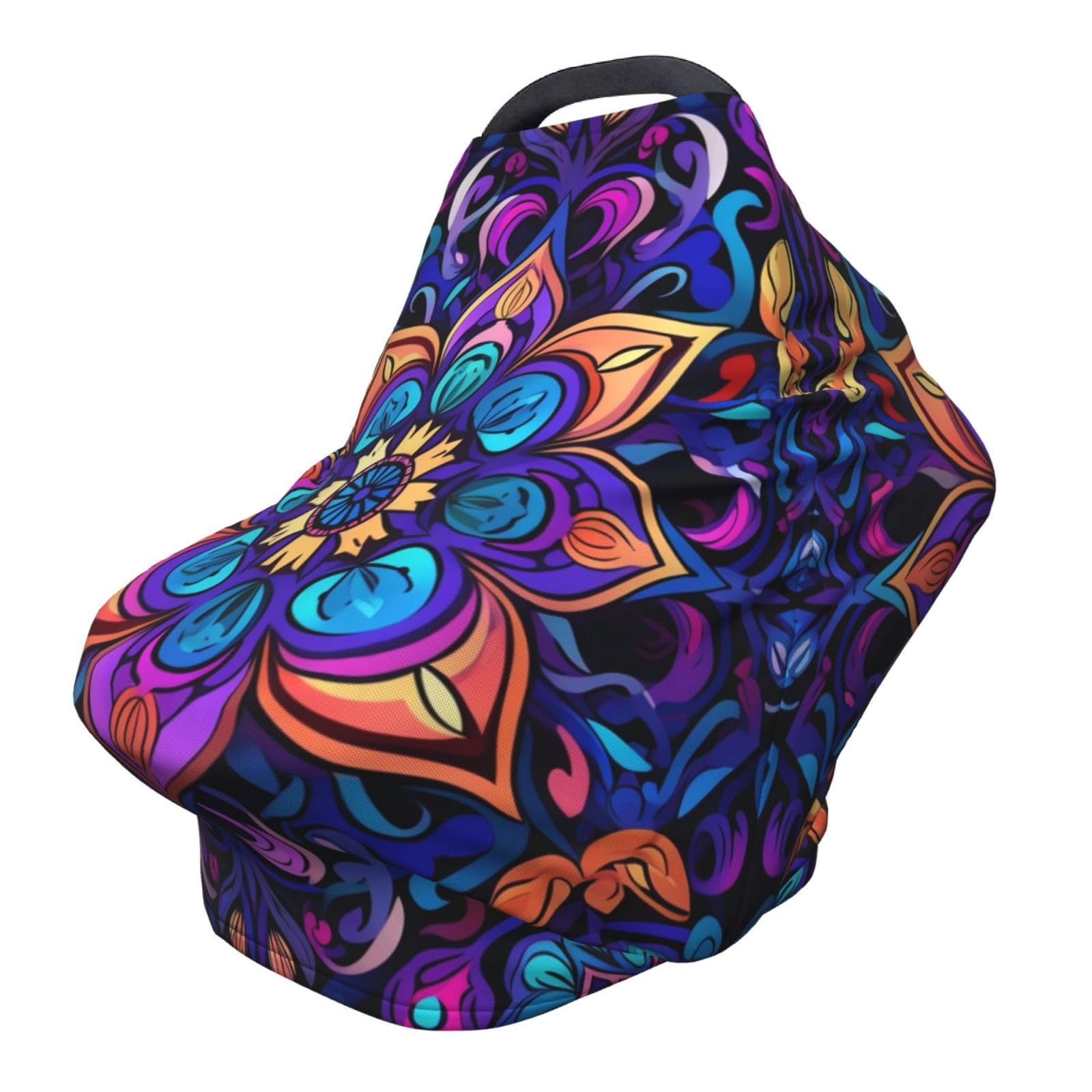 Purple Mandala Baby Car Seat Cover - Breathable Ethnic Pattern Infant Car Seat Canopy for Boys & Girls - Stretchy Stroller Chair Cover & Nursing Cover for Moms - Perfect for Travel, Shopping, and Breastfeeding in Public
