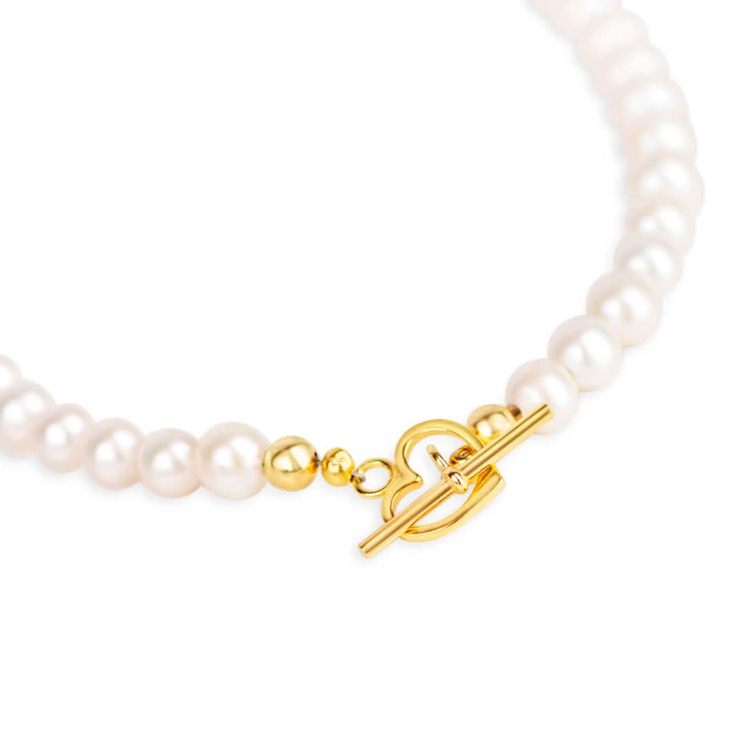 Elegant Gold Heart Necklace with Genuine Ivory Pearls - Perfect for Valentine's Day Gifts, Anniversary Presents & Romantic Occasions