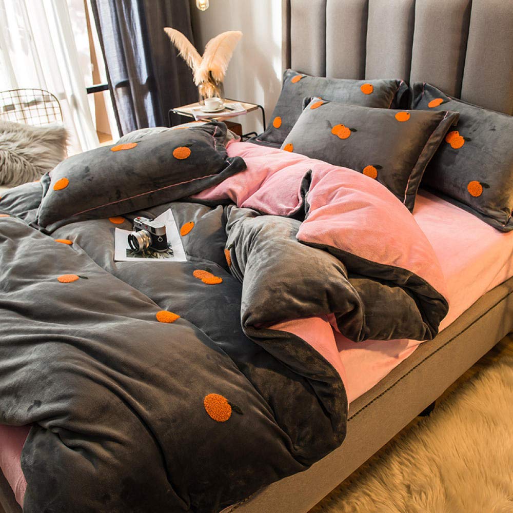Magic Velvet Fleece Bedding Set - 4 Piece Winter Coral Velvet Double-Sided Thickened Flannel Queen Size Bed Cover (1.8m) - Ultra Soft & Warm for Cold Nights - Perfect for Cozy Winter Bedrooms & Guest Rooms