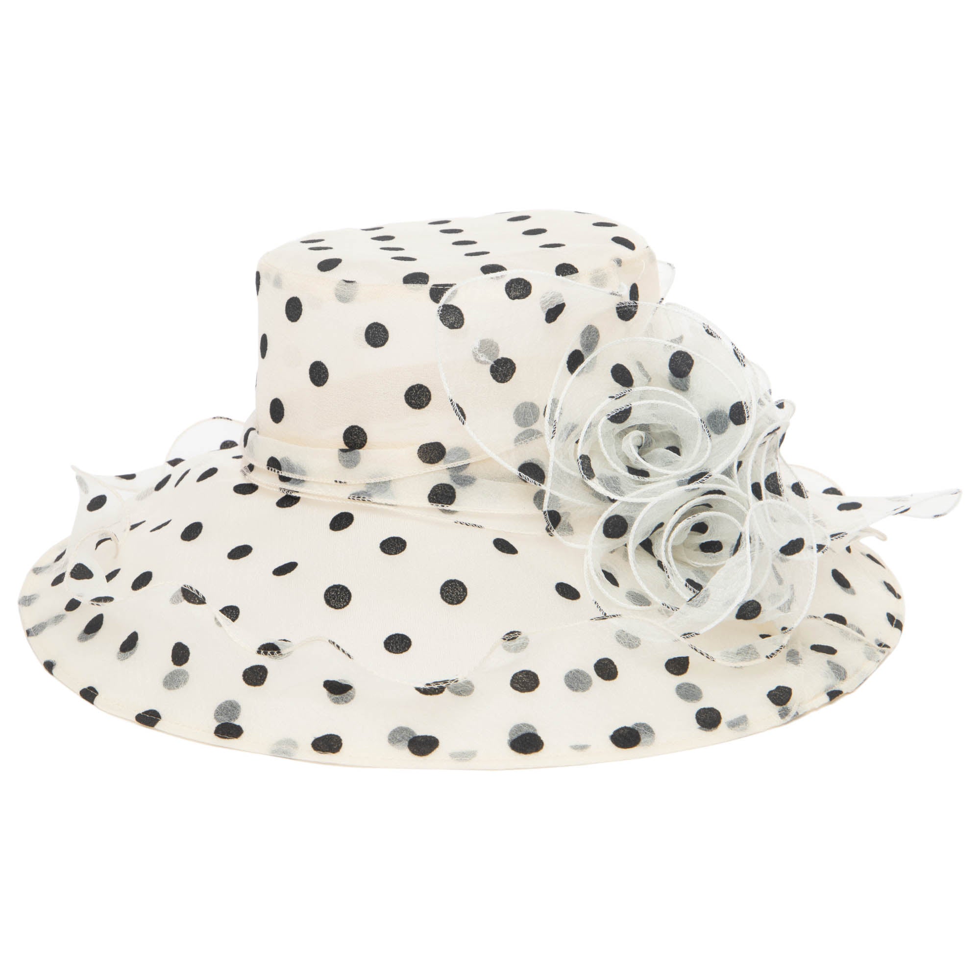 Elegant Women's Felt Polka Dot Organza Mesh Dress Hat - Stylish Church, Wedding & Tea Party Accessory for Ladies