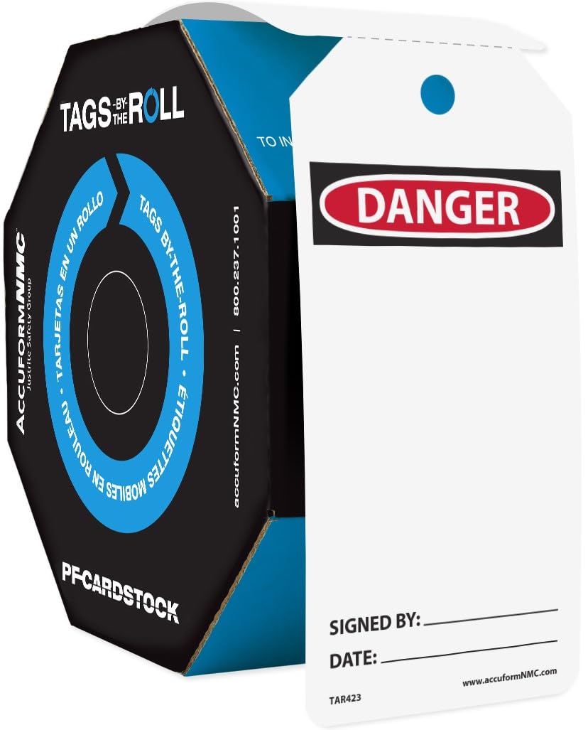 Accuform TAR423 Safety Tags Roll - 250 DANGER Blank Tags, 6.25