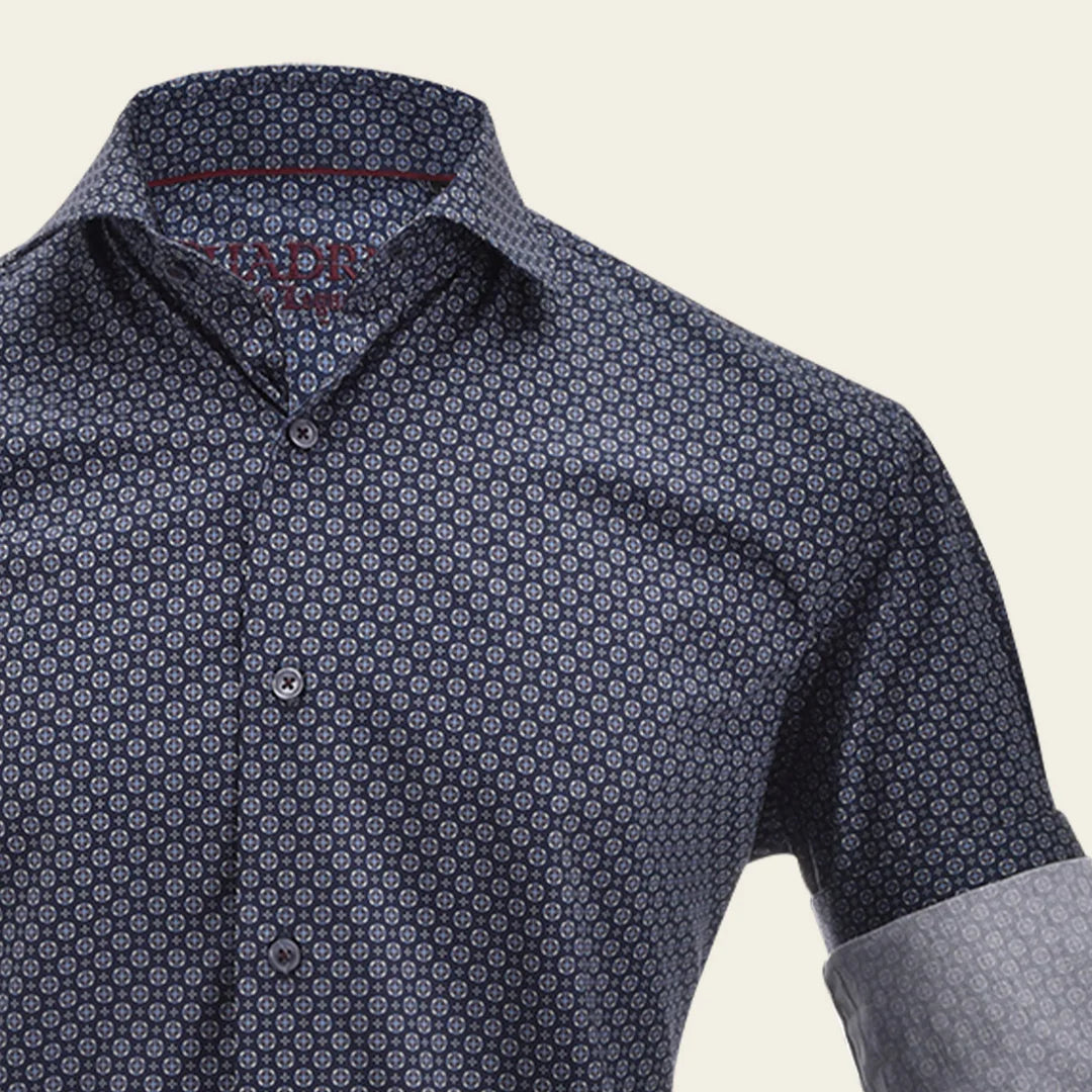 Stylish Navy Geometric Print Men's Shirt CM21029 - Perfect for Casual Wear, Office & Date Nights