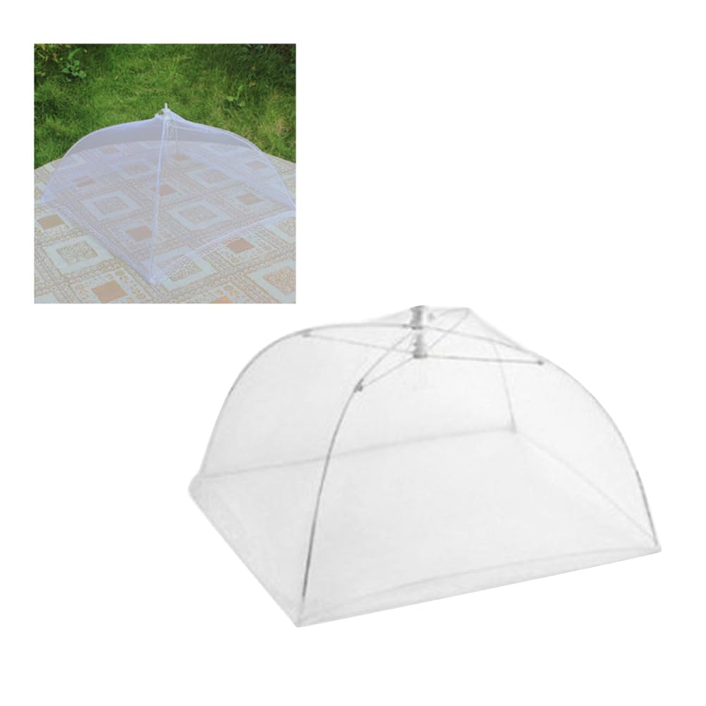 PRETYZOOM 2 Pack 16 Inch White Insulated Food Covers - Mesh Food Protectors for Kitchen, Buffet, Picnic & Outdoor Dining - Keep Food Fresh & Bug-Free