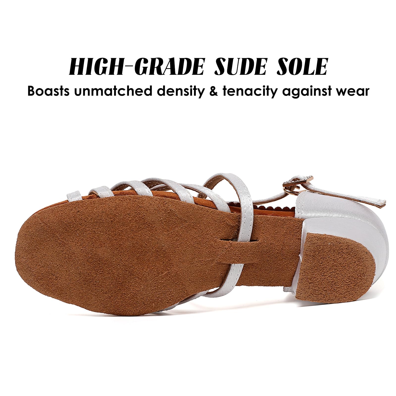 **Girls Latin Dance Shoes - Low Heel Ballroom Salsa Tango Shoes for Performance & Practice - Toddler/Little Kid/Big Kid Sizes - White, Black, Tan - Perfect for Dance Classes, Competitions & Recitals**