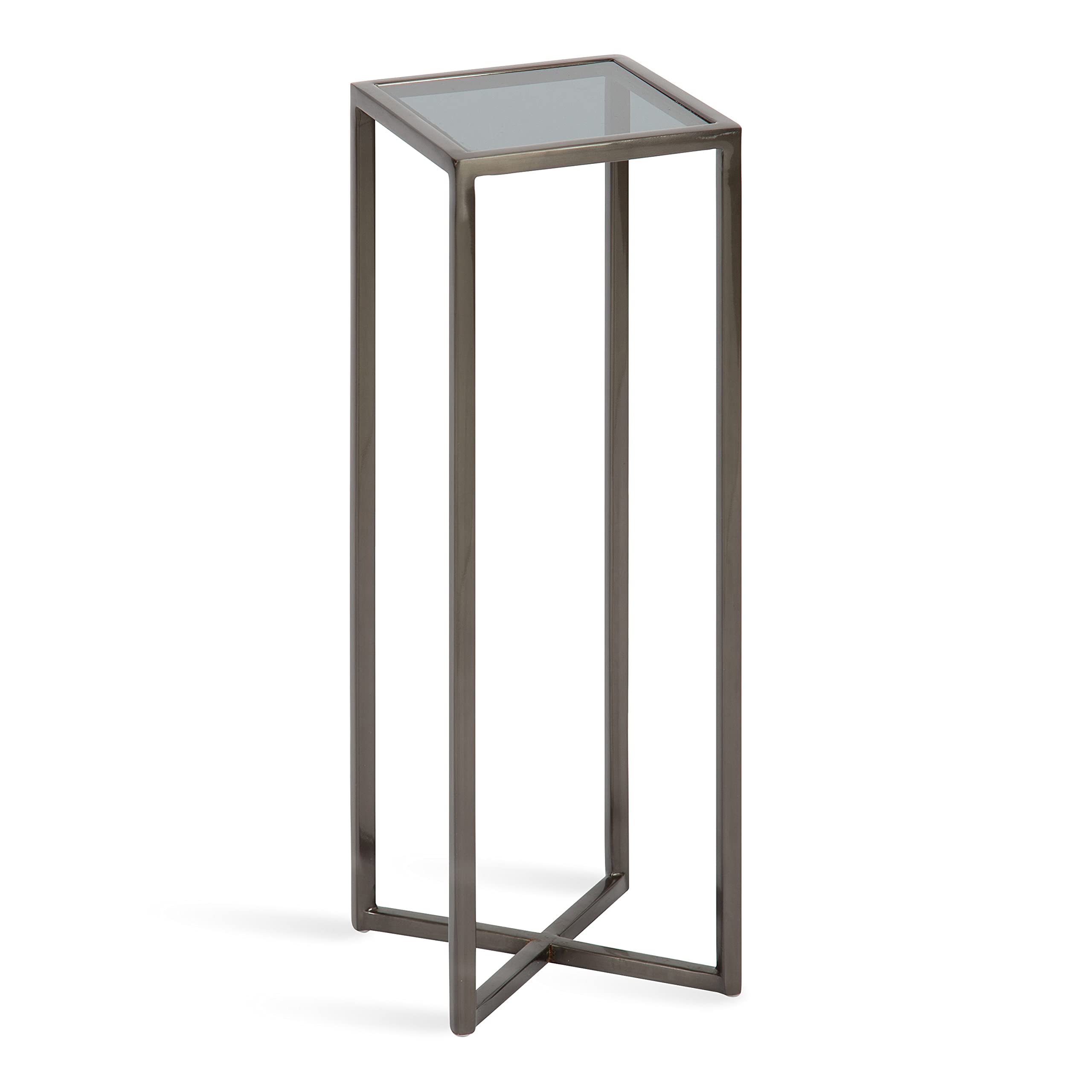 Kate and Laurel Jaspur Modern Drink Table - Gray Glam Accent Table with Storage | Stylish Side Table for Living Room, Bedroom or Office Decor