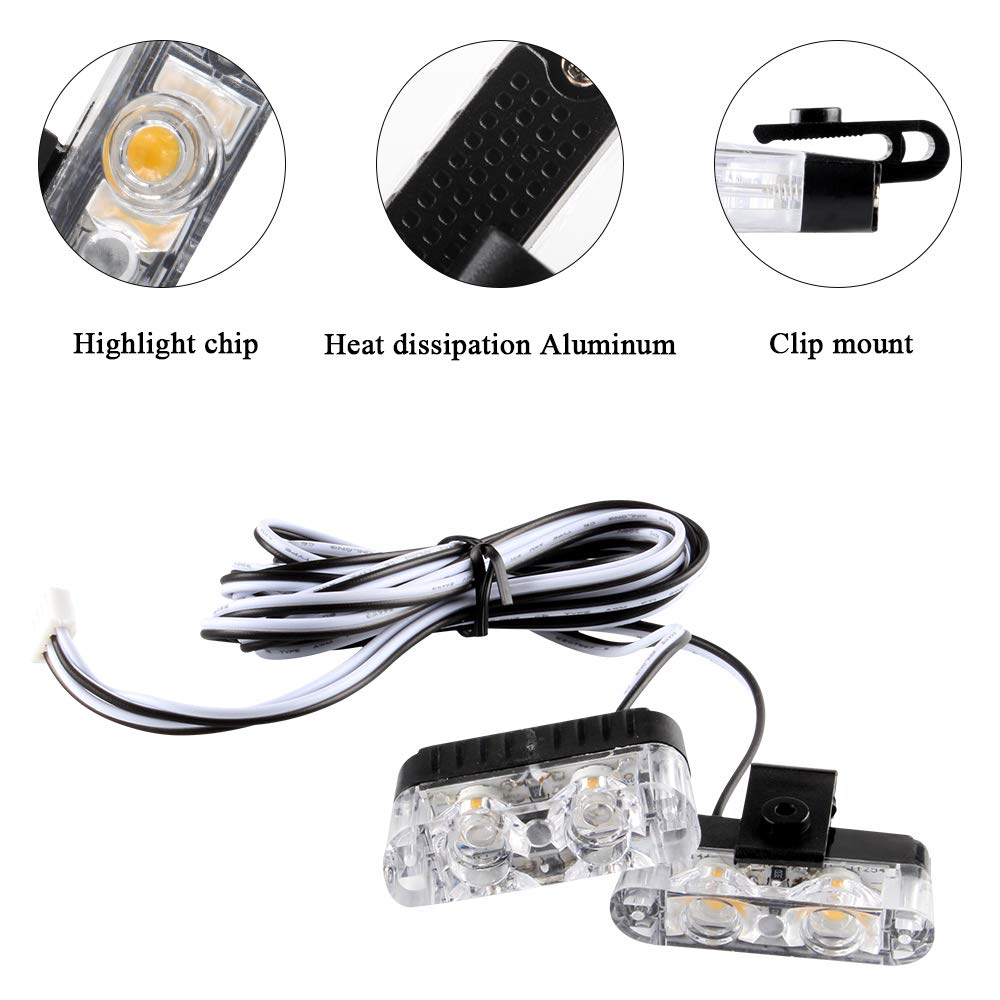 16 LED Amber Grille Strobe Lights for Cars, Trucks & Ambulances - Wireless Remote Control Emergency Warning Lights | Police Flash Lights for Dash, Deck & Visor | 12V Vehicle Safety Lighting for Roadside Emergencies & Construction Zones