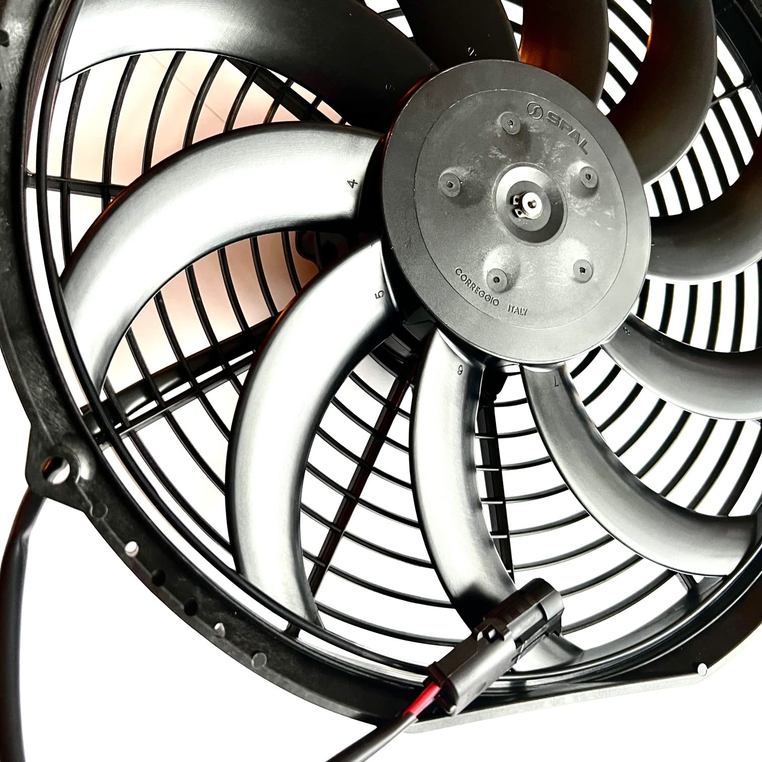 SPAL 78-1560 12V 12-Inch 1451 CFM Puller Fan Condenser Replacement for APU Thermo King Tripac Evolution with Female Mate Connector Kit - Heavy Duty Cooling for Truck Refrigeration Units