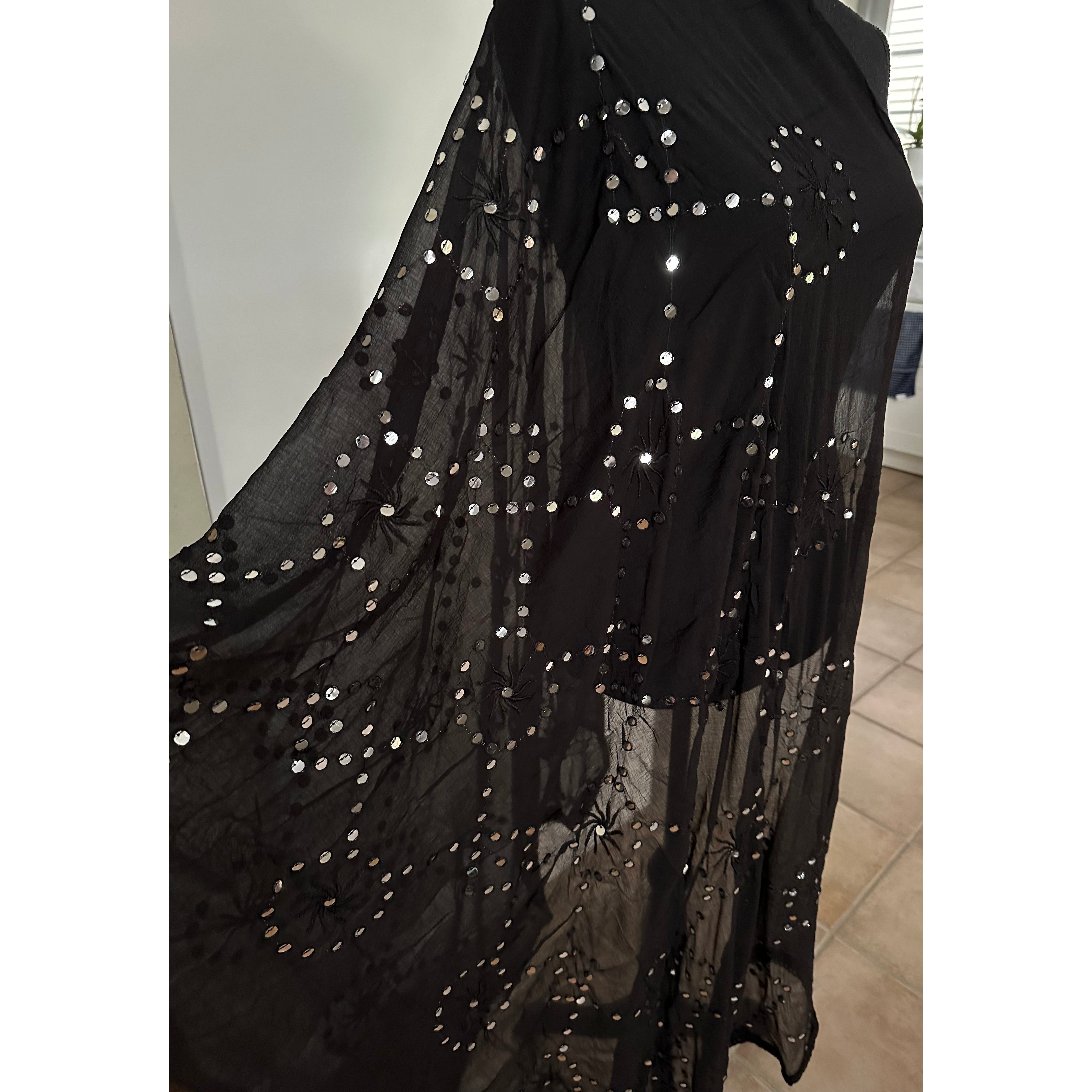 Elegant Black Dupatta with Mirror Embroidery - Perfect for Weddings, Parties & Festive Occasions