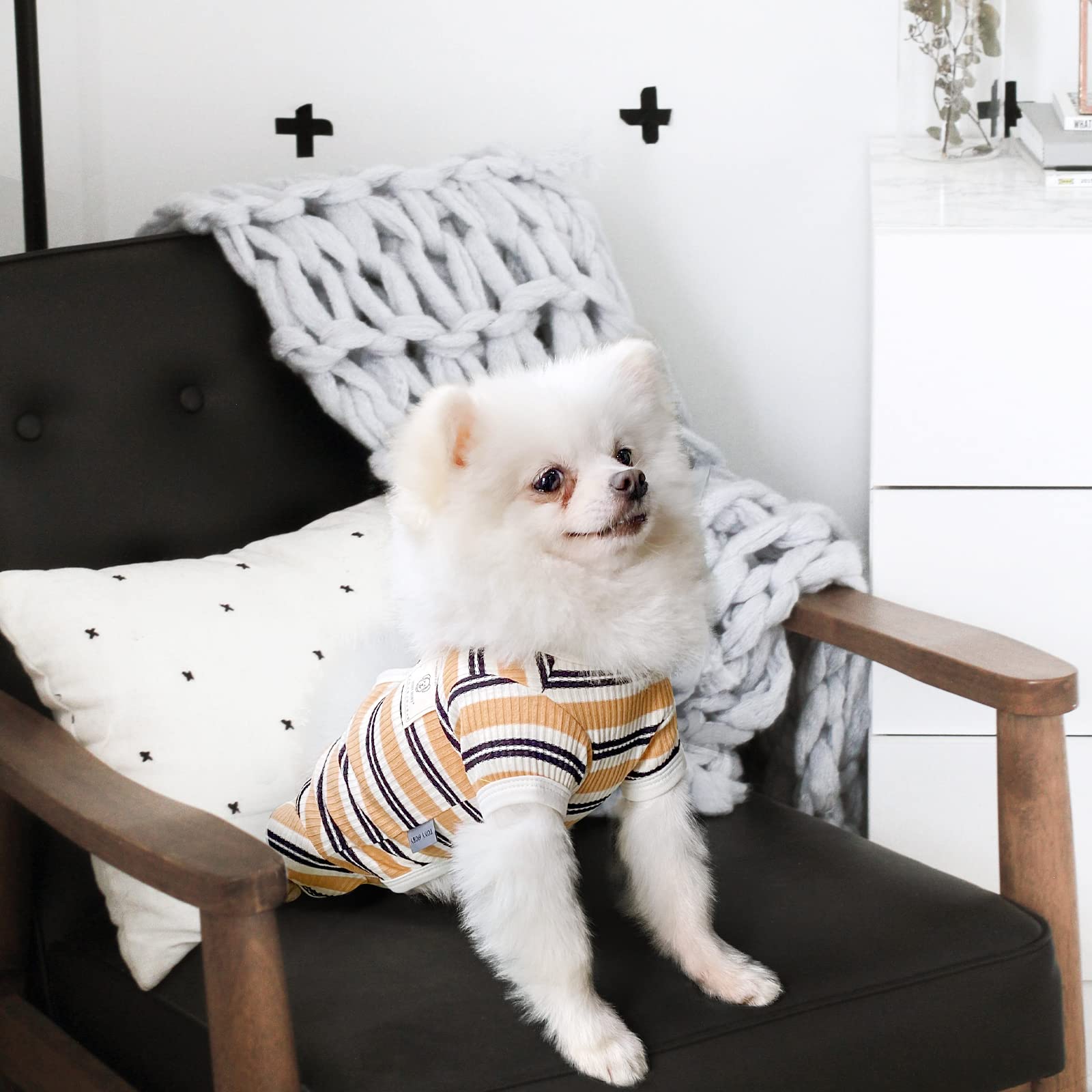 TONY HOBY Dog Pajamas for Small & Medium Dogs - 4-Legged Striped Jumpsuit Pajama Set (Brown, XL, Boy) | Cozy Sleepwear for Indoor Comfort & Cute Pet Photos
