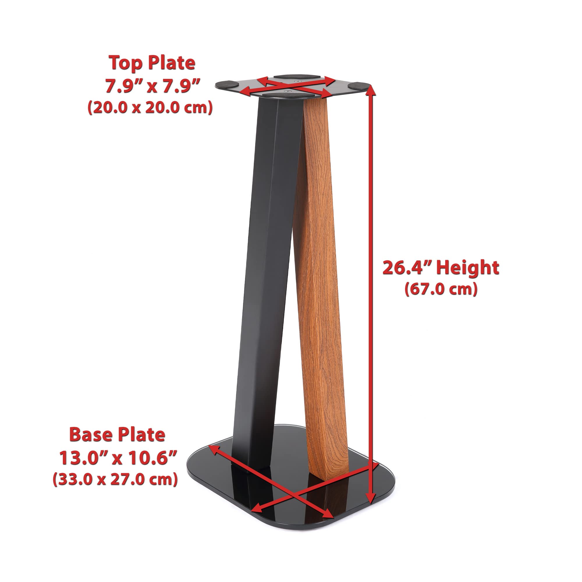 EXIMUS 600 Series Universal Speaker Floor Stands - Adjustable Height, Cedar Black Finish - Perfect for Home Theater, Studio Monitors & Bookshelf Speakers