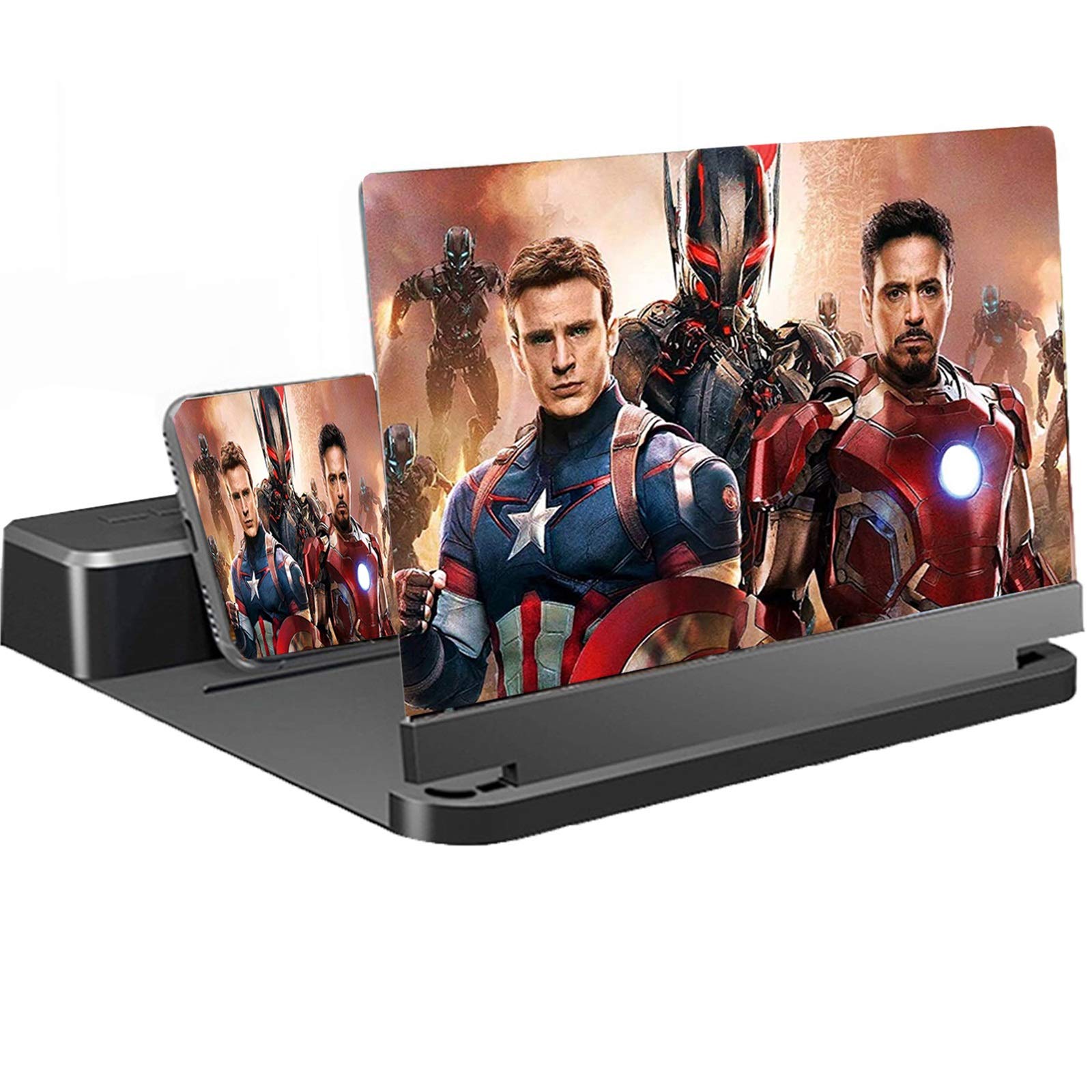 3D Screen Magnifier for Cell Phone - Home Theater Projector with Built-in Speakers & 3D Glasses | Portable Phone Screen Amplifier for All Smartphones | Perfect for Movie Nights, Gaming & Video Watching