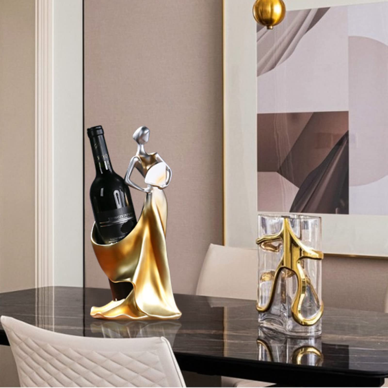Elegant Lady Wine Bottle Holder - Decorative Countertop Wine Rack for Kitchen, Home Bar & Tabletop Decor | Perfect Gift for Wine Lovers & Home Decor Enthusiasts | Great for Parties, Dining Rooms & Wine Cellars