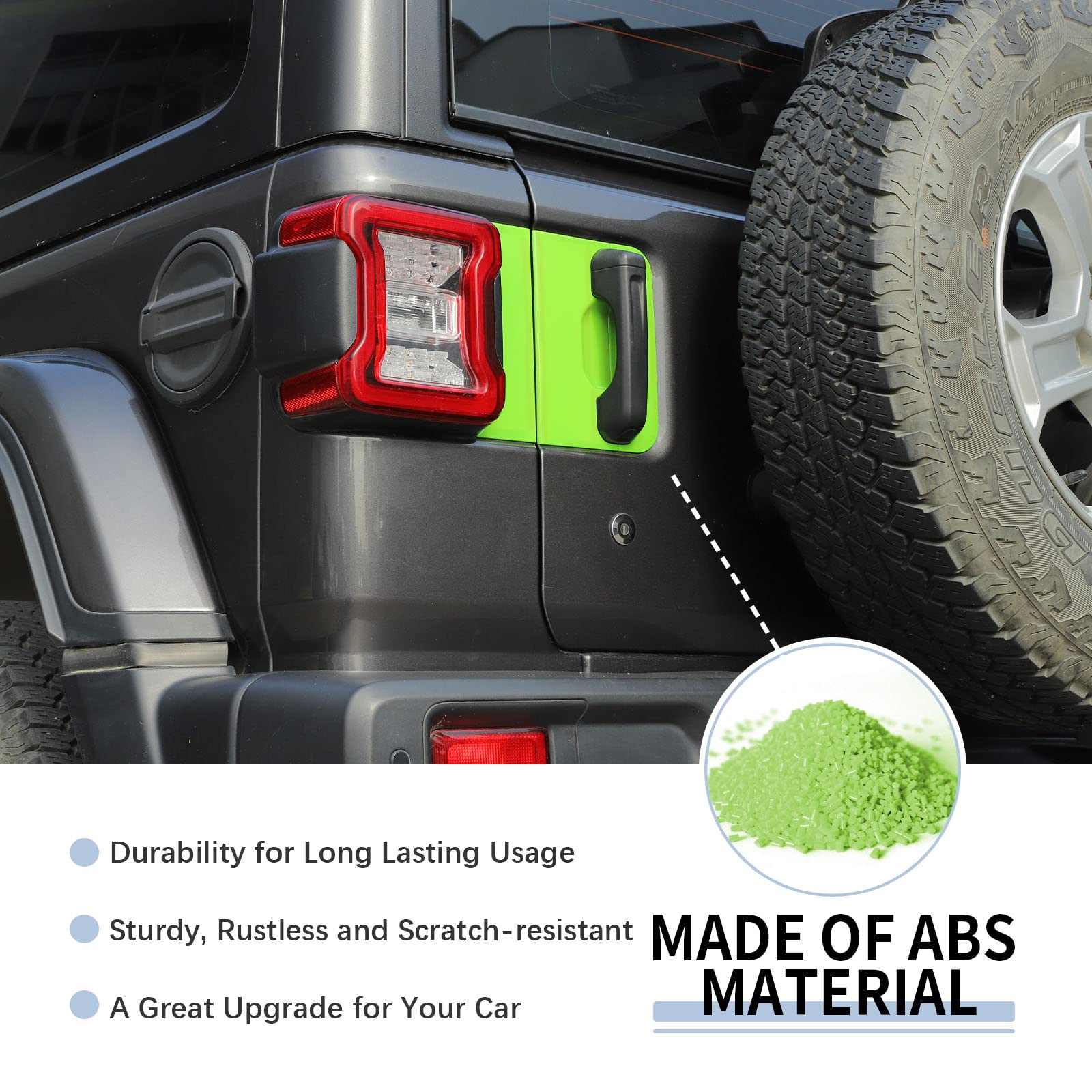 Jeep Wrangler JL JLU & Gladiator JT Tailgate Handle Panel Trim Cover (2018-2025) - Durable Exterior Accessories in Green - Perfect for Off-Roading & Car Customization