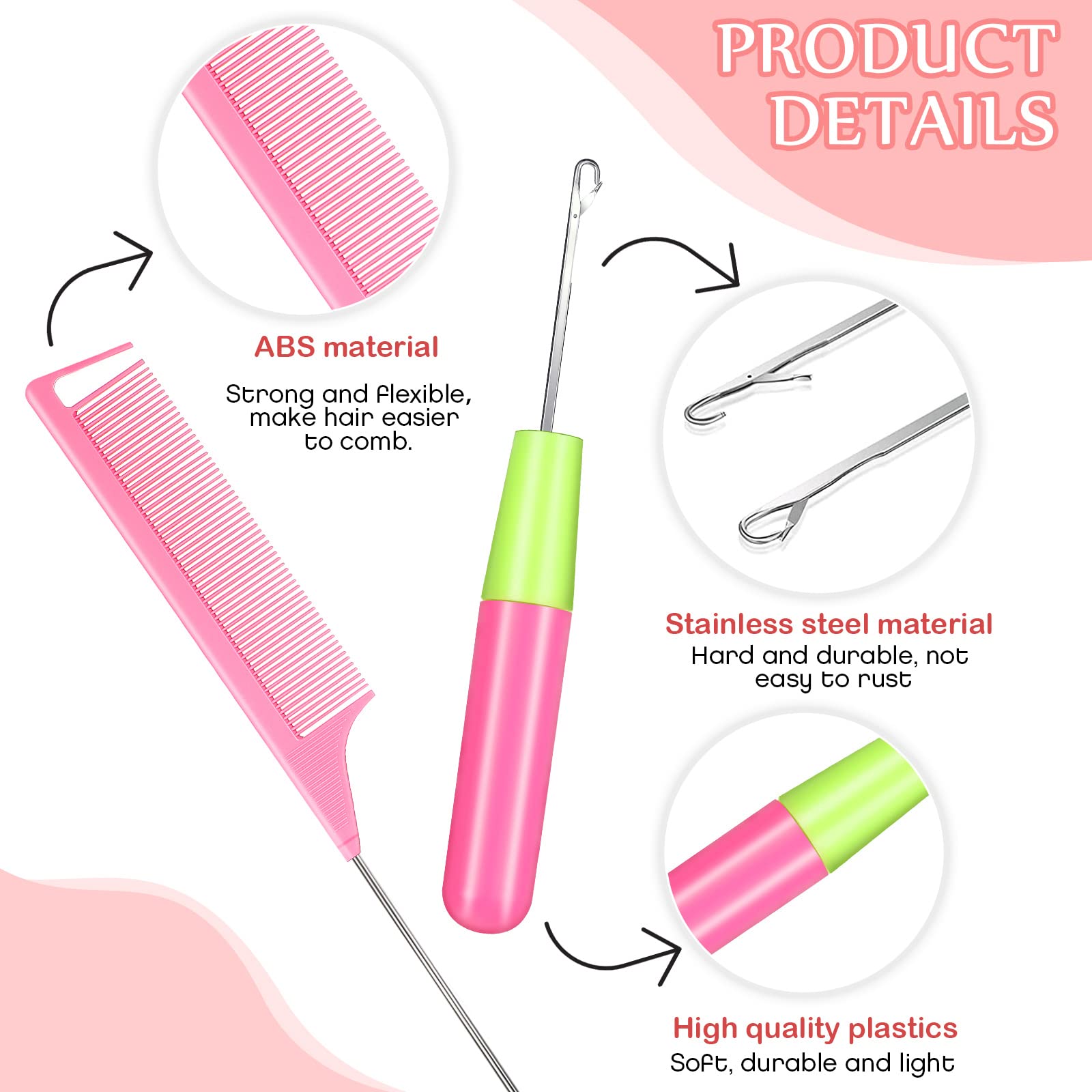 Crochet Hooks Set for Hair Braiding - 6 Needles, Comb & Clips | DIY Extensions & Styling