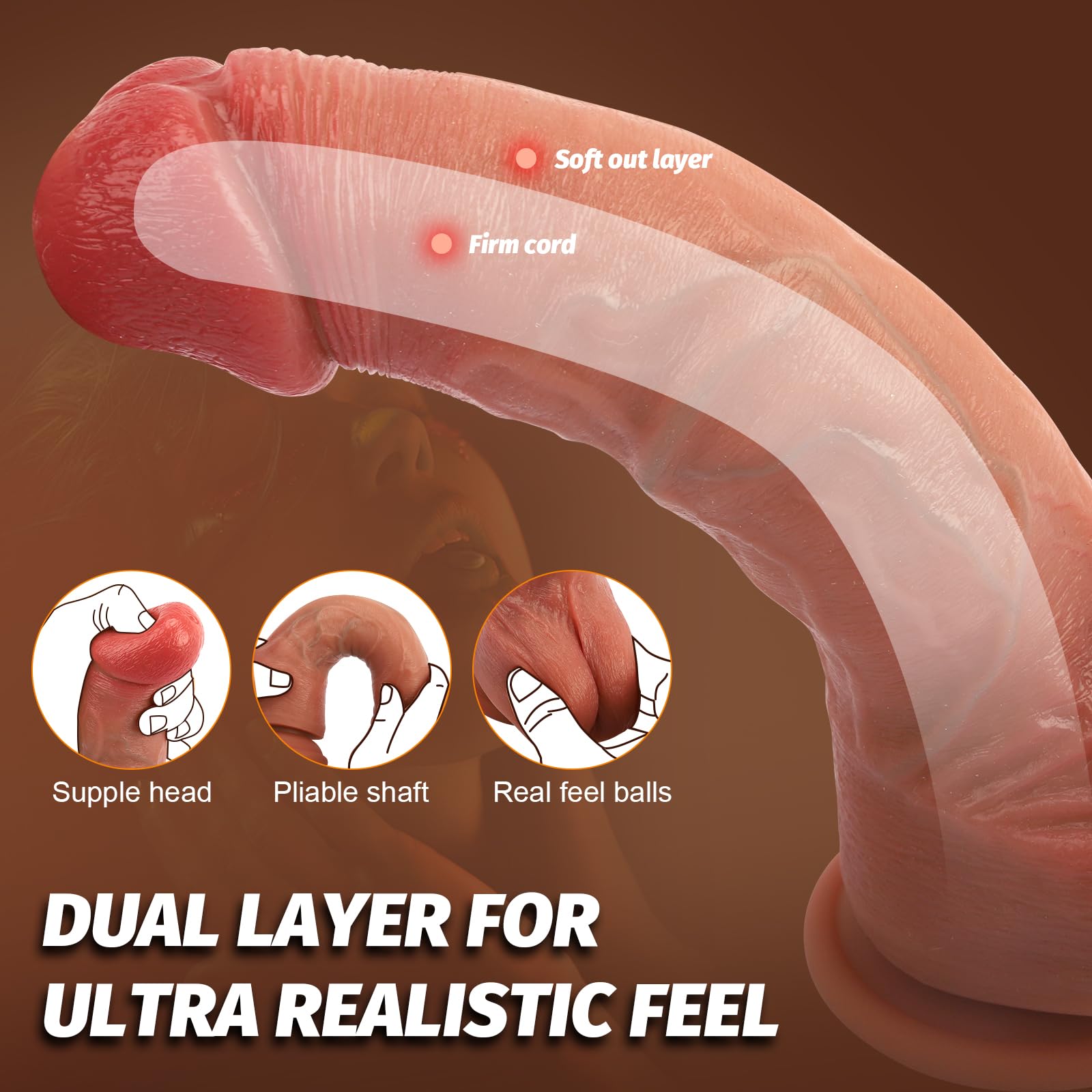 9.5 Inch Realistic Silicone Dildo with Suction Cup - Ultra Soft G-Spot Stimulator for Women | Lifelike Cock Adult Sex Toy for Vaginal Pleasure & Solo Play (Perfect for Couples, Bachelorette Parties & Spicing Up Your Sex Life)