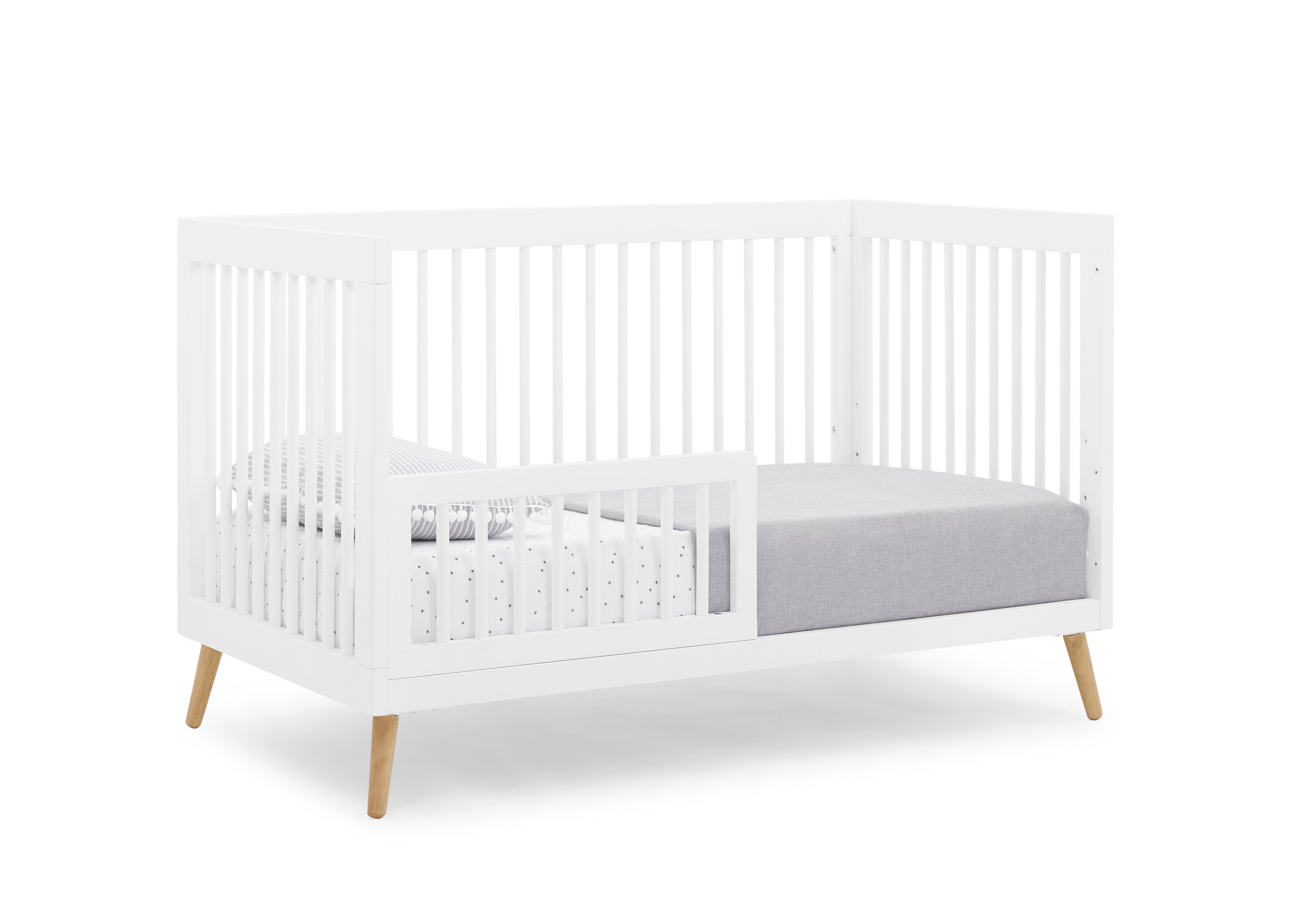 Jordan 4-in-1 Convertible Baby Crib - Toddler Bed, Daybed & Full-Size Bed - Safe Nursery Furniture for Boys & Girls - Perfect for Newborns to Teens Bedroom & Daycare Centers