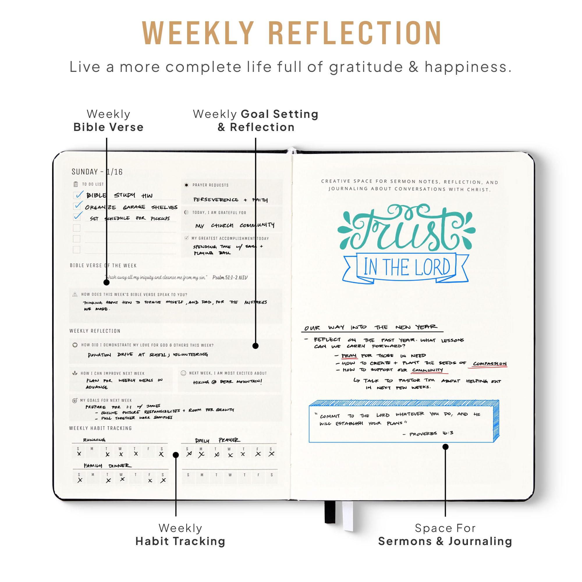 2025 Christian Planner - Bible & Prayer Journal for Women & Men | Weekly & Monthly Faith Planner | Perfect for Daily Devotion & Worship