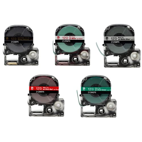 LABELWORKS Holiday PET (Polyester) Tape Cartridges Labeling Bundle - Festive Colored Label Maker Tapes - 1/2
