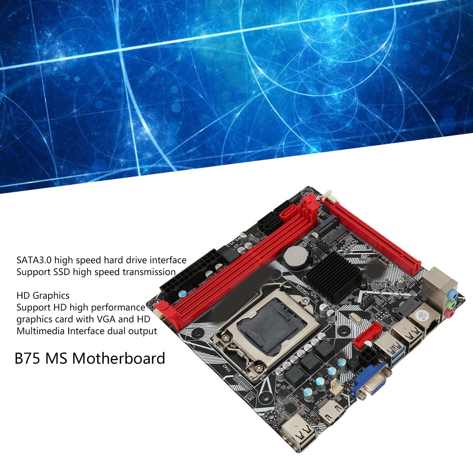 GOWENIC LGA 1155 Desktop Motherboard - DDR3 RAM Support, Dual M.2 Slots (WiFi & NVMe), VGA & HDMI Outputs - Ideal for Gaming PCs, Home Office & DIY Computer Builds