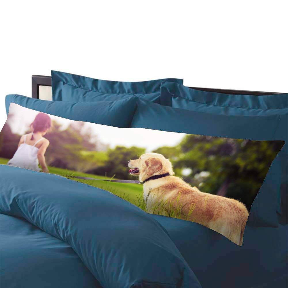 20x54 Inch Golden Retriever Dog Lover Body Pillow Cover - Soft Cotton Home Decor for Anime Fans, Bedroom & Living Room Comfort