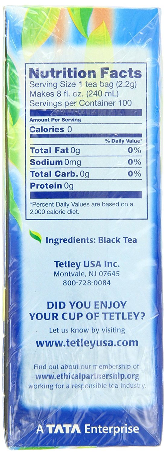 Tetley Premium Black Tea Bags - 100 Count Box | Perfect for Morning Brews, Afternoon Relaxation & Office Use