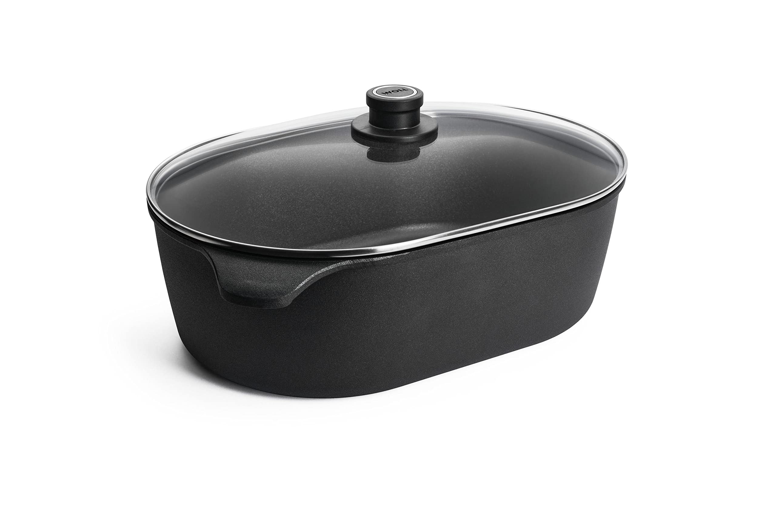 Woll Nowo Titanium Jumbo Roaster with Glass Lid - 40x27cm, 13cm High, 10.5L Capacity - Oven-Safe Cast Aluminum Pot for Ceramic, Gas, Electric & Halogen Stoves (Not Induction Compatible) - Perfect for Roasting Turkey, Baking Casseroles & Family-Sized Meals