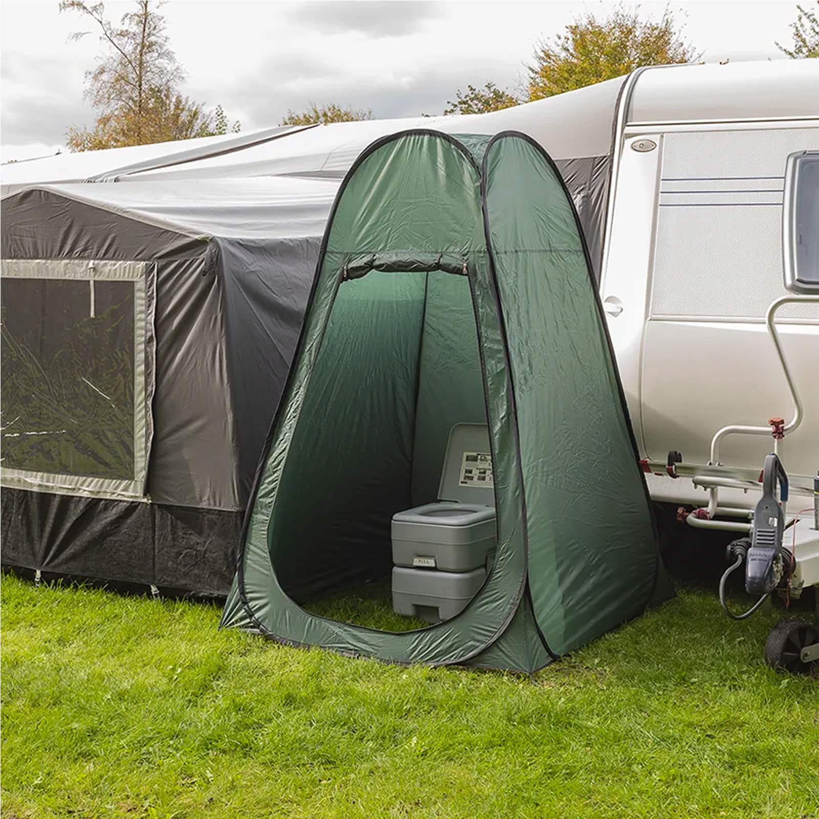 Portable Pop-Up Shower & Toilet Tent for Camping - Instant Setup Changing Room with Privacy for Outdoor Adventures, Beach, Festivals & Emergency Use