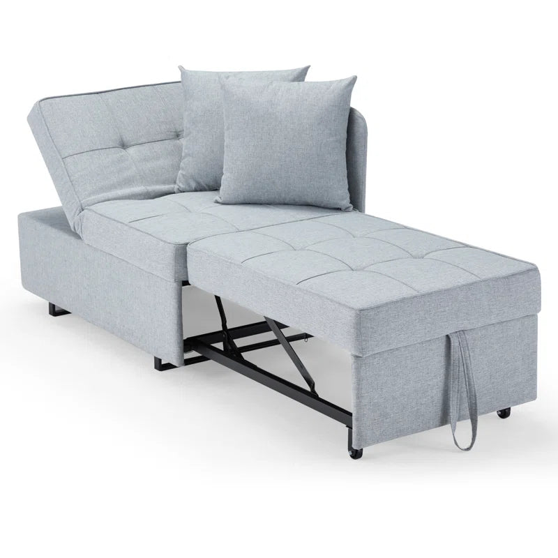 EROMMY 3-in-1 Convertible Sleeper Sofa Bed - 5-Position Adjustable Backrest with Premium Faux Linen Fabric - Foldable Chair to Bed for Small Spaces - Light Gray - Perfect for Apartments, Guest Rooms & Home Offices