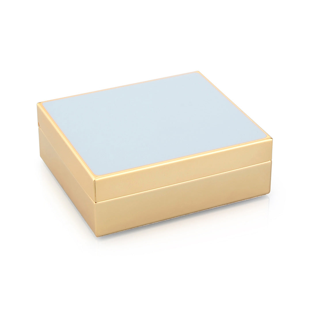 Elegant Powder Blue Enamel & Gold Plated Trinket Jewelry Box - Perfect for Storing Rings, Necklaces & Keepsakes | Home Decor & Gift Idea